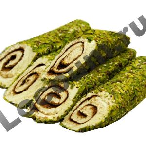 Лукум с обсыбкой фисташкой и какао. Рахат-лукум с обсыпкой фисташкой и какао. 
Экзотическое мягкое лакомство далекого Востока с тонким вкусом какао, с обсыпкой фисташкой.
Страна производитель: Турция