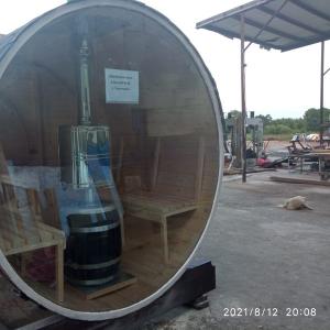 Баня бочка с остеклением.