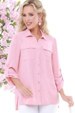 Розовая блузка на пуговицах с карманами DStrend Верона, пинк DS-Б-2043