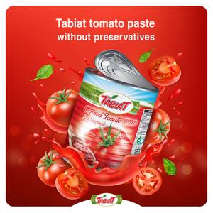 Томатная паста ТМ Табиат, Брикс 26,5-28,5%. Масса нетто, гр: 400/800/4300