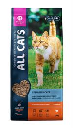 ALLCATS корм сухой для взрослых стерилизованных кошек с индейкой, пп, 2,4 кг