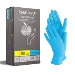 Перчатки BENOVY нитриловые РС, текстурированные на пальцах, ГОЛУБЫЕ (100)