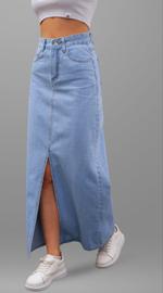 Юбка джинсовая макси 100 см светло-синяя Юбка джинсовая макси 100 см светло-синяя