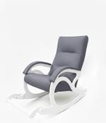 Кресло-качалка с подставкой для ног велюр бело-серое S30520002