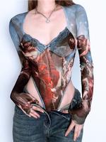 Боди в сетку с длинным рукавом bodysetgrey