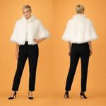 Роскошное белое пончо-кейп из эко-меха