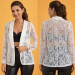 Кружевной Блейзер Open-Front Lace с Воротником