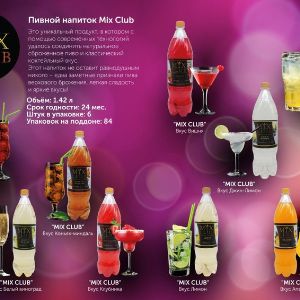 Коктейль на пивной основе &#34;MixClub&#34; алк.6,9% ПЭТ 1,42 и 0,45