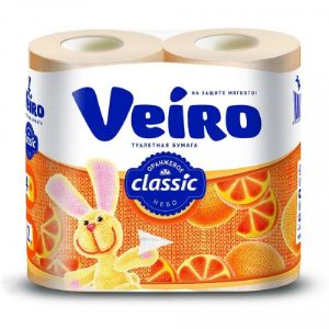 Бумага туалетная VEIRO CLASSIC Оранжевое небо, 2-сл, 4шт/уп (12)  5С24ж - 33р
