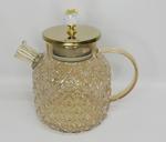 RA-6385 Чайник стекло "Янтарный" с узором Ромб с крышкой из металла со стеклянный с шариком 1,5 л. RA-6385