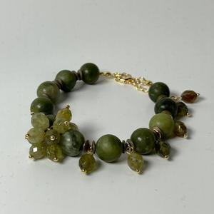 Браслет из жадеит и зелёного граната