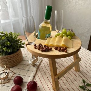 Винный столик - поднос на 2 персоны с отверстием под бутылку