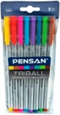 Ручка шариковая Pensan TRIBALL 8 цветов в блистере 1003/PVC8
