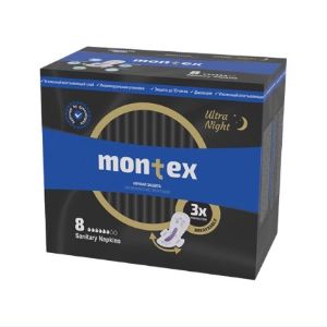 Montex Ultra night ночная защита Благодаря усиленному впитывающему слою и удлиненной форме прокладок обеспечивают наилучший комфорт