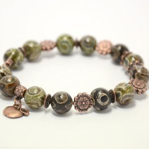 агат "Дзи" с фурнитурой под медь. 