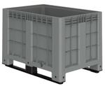 Большой контейнер 1200x800x800 мм  светло-серый со сплошными стенками и дном, на полозьях 00000055316