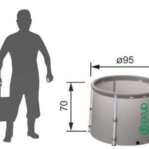 Складная емкость EKUD 500 л. (высота 70 см.) в пропорции с человеком