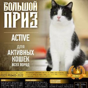 Корм для кошек Большой Приз Active мясной премиум 10 кг