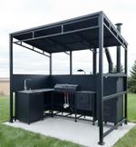 Уличная кухня-беседка с мангалом