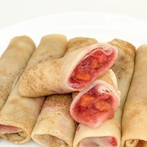 Блины клубника с персиком