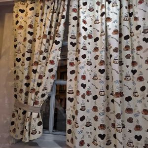 Комплект Кухонных шторы размер 140х176 , ткань дак турецкий водонепроницаемый плотность материала 215гр/м2
