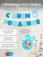 Гирлянда-растяжка С днем рождения с рамкой MimiBabyBook GR.HB.BLUE