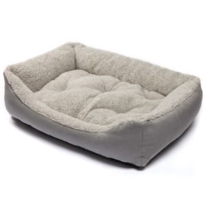 60*45, Прямоугольная лежанка кровать для животных из овечьей шерсти- серая