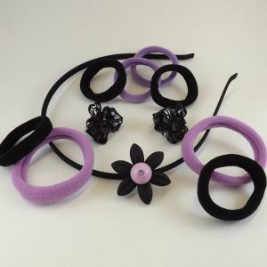 Набор аксессуаров для волос, черный-фиолетовый