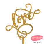 Топпер «Love» золотой с вензелями