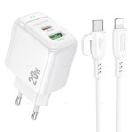 СЗУ BOROFONE BS44A с USB+ TYPE-C портом + кабель Lightning PD20W