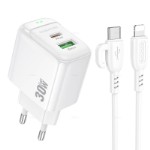 СЗУ BOROFONE BS45A с USB+ TYPE-C портом + кабель Lightning PD30W