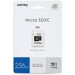 MicroSD Smartbuy6 256 Гб с SD-адаптером 10 класс U3 V30 A1 UHS-I (90⁄55 Mb/s)