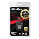 MicroSD OltraMax 512 Гб с SD-адаптером 10 класс U3 UHS-I (95 Mb/s)