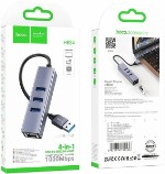 USB-HUB на 4 порта HOCO HB34 (USB3.0*3+RJ45)