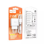 СЗУ HOCO C141A с 2-мя USB + кабель Lightning 2.1A