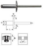 Заклепка вытяжная 5,0х10,0  увелич.бортик 11мм, алюминий/нерж.сталь