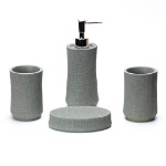 Набор аксессуаров для ванной комнаты из искусственного камня (полистоун) АВ-1030 серый