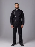 Китель классический с кантом с пуклями черный  XXXL