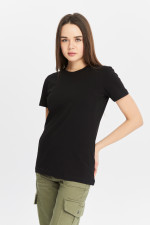 Футболка женская приталеная чёрная  XXXL