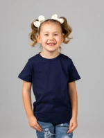 Футболка базовая детская для девочек темно-синяя 160гр  134