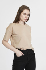 Футболка женская кроп-топ оверсайз бежевая  XXXL