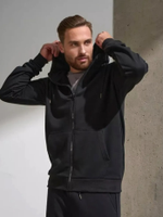 Худи на молнии (зип) черная с начесом мужская XXXL