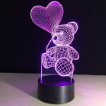 3D светильник Мишка с шариком в форме сердца