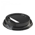 Крышка для стакана 90 мм пластиковая черная с носиком (клапаном)