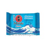 Японские cалфетки влажные с антибактериальным эффектом Морская свежесть Maneki 15 шт в упаковке