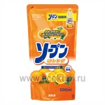 Японская жидкость для мытья посуды сладкий апельсин Kaneyo Orange 500 мл запасной блок