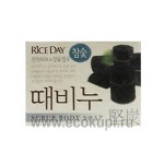 Корейское мыло туалетное с эффектом скраба древесный уголь CJ LION Riceday Scrub Body Soap 100 гр
