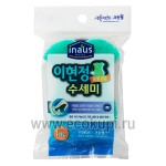 Корейская трехслойная губка для посуды с нейлоновым и мягким вспененным покрытием Рыбка Inaus 1 шт