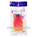 Корейская многослойная  губка с присоской для кухни и ванной комнаты Пингвин Inaus 1 шт