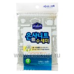 Корейская губка для мытья посуды кастрюль с полиэстеровой серебряной нитью Inaus 1 шт